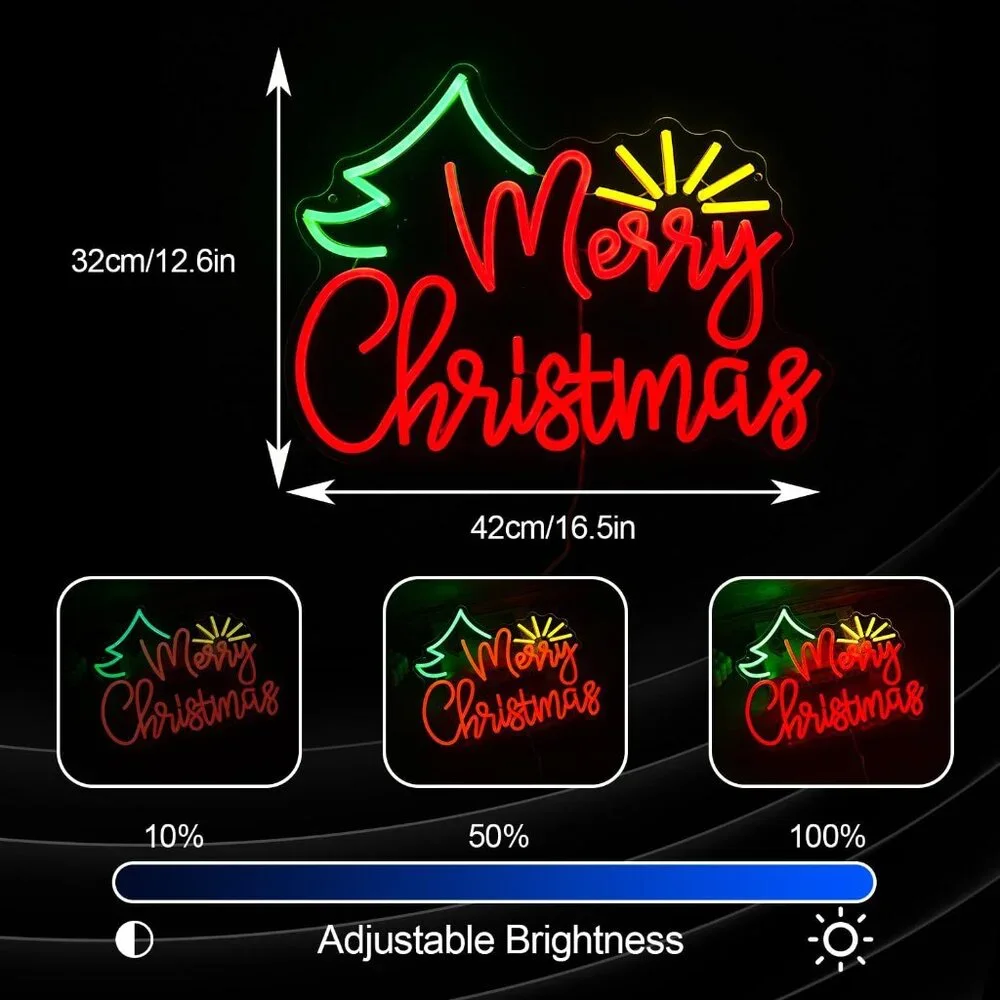 Merry Christmas Neon Sign Led Candy Dimmable Light Up Sign for Party Kids Gift
